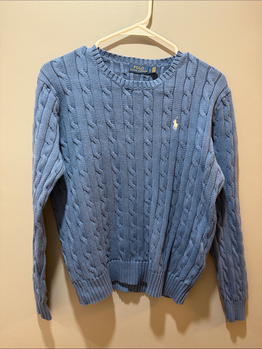 Polo by Ralph Lauren Light Blue Cable-Knit Crewneck Sweater